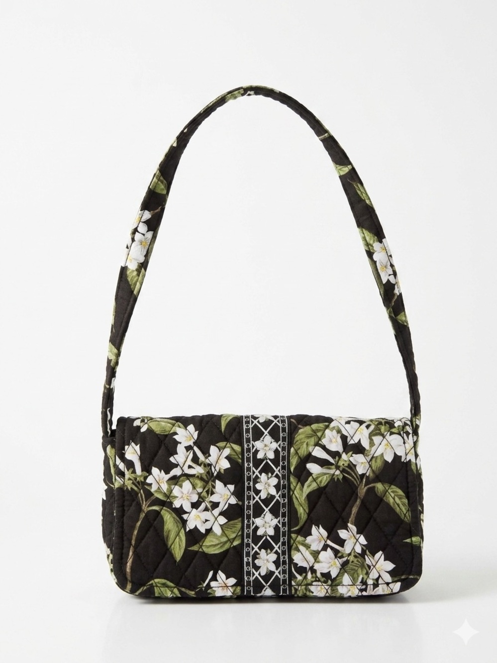 Vera Bradley Vintage 2003 Jasmine Petite Flap Shoulder Bag Black Quilted Y2K